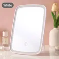 Portable LED makeup mirror with light in white, foldable desktop vanity mirror setup - White