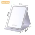 Portable LED makeup mirror in white small size with foldable leather stand case - S / White