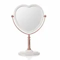 Elegant heart-shaped rotating makeup mirror with a rose gold and white finish for vanity - Heart