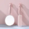 Portable pink rabbit-themed handheld mirror and comb set for girls - Pink