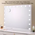 Professional 80x60cm tabletop Hollywood vanity mirror with 18 LED bulbs and USB ports - 80*60cm (18 LEDs)