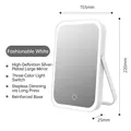 Portable desktop LED makeup mirror in white with dimmable 3-color lighting modes - White