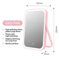 Portable pink LED makeup mirror featuring 3-color light modes and stepless dimming - Pink