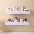 Set of two minimalist white wavy edge floating wall shelves for kids room storage - White (2 Pieces/Pack)