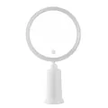 Modern minimalist white desktop LED makeup mirror with smart touch control and ring light - Double-Sided Mirror / White