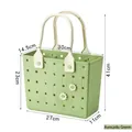 Avocado green woven plastic picnic storage basket with measurements and daisy decor - Grid Pattern / Grid Avocado Green