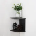 Modernes schwarzes 2-stufiges Wand-Eckregal für stilvolle Aufbewahrung zu Hause - Regal mit 2 Ebenen / Schwarz