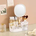 Weißer Make-up-Organizer mit LED-Spiegel und Schubladen für Hautpflege - Klein (mit LED-Spiegel) / 26.5x14.5x10cm / Elfenbein