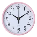 Minimalist round wall clock featuring a pink frame and clear black Arabic numerals - 8 Inch (Diameter 20cm) / Pink
