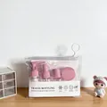 Rosa Reiseflaschen-Set im Klarsichtbeutel für Toilettenartikel, 4-teiliges Set - 7-teiliges Set / Pfirsichrosa