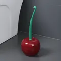 Creative cherry-shaped toilet brush with red base and green handle for bathroom decor - 1 Piece / Burgundy