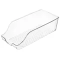 Clear food-grade refrigerator storage bin with slanted opening for soda cans and fruits - PET Slanted Fridge Storage Box