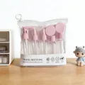 Tragbares rosa Reiseflaschen-Set mit Sprüh- und Pumpflaschen in PVC-Tasche - 9-teiliges Set / Hellrosa