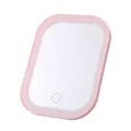 Portable LED makeup mirror with touch control and pink frame for travel and dormitory - Pink