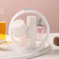 Borsa da toilette rotonda in PVC trasparente impermeabile per l'organizzazione del trucco - Bianco