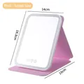 Pink small portable folding LED makeup mirror with dimensions and touch control - S / Pink