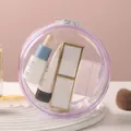 Borsa da trucco rotonda trasparente con cerniera viola per trucchi da viaggio - Viola chiaro