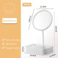 Weißer LED-Schminkspiegel mit rundem Spiegel, Aufbewahrungsfach und 3 Lichtmodi. - Rund / Weißer Runder Spiegel