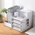 Multi-layer white desktop file organizer rack with size markings for office storage - 4-Tier Type A