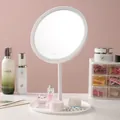 Eleganter weißer LED-Schminkspiegel mit Berührungssensor und Kosmetik-Ablageschale - Rund / Rund Weiß