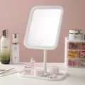 Professioneller weißer LED-Schminkspiegel mit Berührungssensor und integrierter Ablageschale - Quadratisch / Quadratisches Weiß