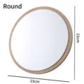 Elegante espejo de maquillaje redondo de 23 cm con marco de madera natural para tocador - Redondo / Diámetro 23cm