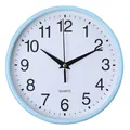 Minimalistische runde analoge Wanduhr mit hellblauem Rahmen und weißem Zifferblatt - 8 Zoll (Durchmesser 20cm) / Blau