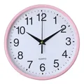 Minimalistische runde dekorative Wanduhr mit rosa Rahmen und schwarzen arabischen Ziffern - 8 Zoll (Durchmesser 20cm) / Rosa