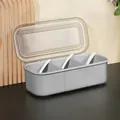 Grey 3-compartment seasoning box with spoons and transparent lid for kitchen - Simple Style / 3 Grids / Gray