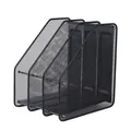 3-compartment black metal mesh desk file organizer and magazine rack for office storage - 3 Sections Black