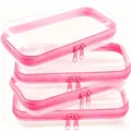 Set mit 4 tragbaren transparenten rosa Reißverschluss-Kosmetiktaschen für Reisen - Mittel 25*20*5 / Rosa