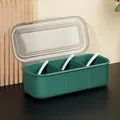Dark green 3-compartment seasoning box with spoons for kitchen organization - Simple Style / 3 Grids / Dark Green