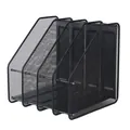 Black metal mesh 4-compartment desk file organizer for office and home storage - 4 Sections Black