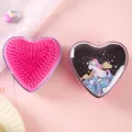 Süße herzförmige Einhorn-Massage-Haarbürste mit Glitzer in Pink und Schwarz SKU - Herz Einhorn / Schwarz