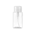 Portable minimalist transparent plastic travel pump bottle for makeup remover and lotion - Round Cap - Transparent - 200ml