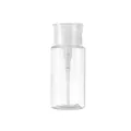 Refillable clear plastic travel pump bottle for makeup remover and cosmetics lotion - Flat Cap - Transparent - 150ml