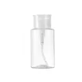 Portable clear plastic pump dispenser bottle for travel makeup storage and skincare liquids - Flat Cap - Transparent - 200ml