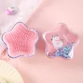 Süße rosa sternförmige Massagehaarbürste mit Einhornbild und Glitzer-Sand-Effekt für Mädchen - Stern Weißes Pferd / Rosa