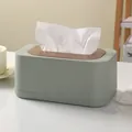 Modern minimalist sage green rectangular tissue box cover with natural wood lid - 21*13*9.4cm / Army Green