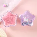 Niedliche sternförmige Massagehaarbürste mit Einhornglitzer und weichen rosa Borsten - Stern Einhorn / Lila