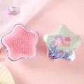 Süße rosa sternförmige Haarbürste mit einem Meerjungfrau-Flüssigsand-Design - Stern Meerjungfrau / Grün
