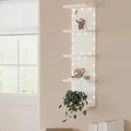 Modern white 5-tier wall-mounted floating shelf with integrated LED string lights - 12mm Thickness / White