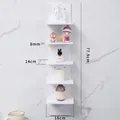 Modern white minimalist 6-tier vertical floating wall shelf unit for home storage and display - 8mm Thickness / White