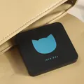Schwarzer tragbarer klappbarer Mini-Schminkspiegel mit blauem Katzenlogo und Text - Katzen-Stil / 1 Stück/Packung