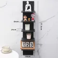 Modern black multi-tier floating wall-mounted storage shelf unit with dimensions - 8mm Thickness / Black
