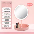 Rosa LED-Schminkspiegel mit ovalem beleuchtetem Glas und Ablagefach für den Schminktisch - Ellipse / Rosa