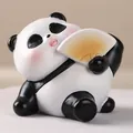 Niedliche Panda-Harzfigur mit Fächer, bezauberndes Cartoon-Schreibtisch-Ornament für Zuhause - Fächer Stil / Fächer Haltend