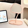 Espejo de maquillaje rosa con forma de nube, bandeja para joyas y soporte decorativo - Rosa Niña