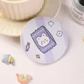 Niedlicher lila Taschenspiegel mit Cartoon-Bären-Design für Mädchen und Kinder - Durchmesser 8cm / Blau Rund