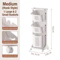 Chariot de rangement à 3 niveaux avec paniers et roulettes, blanc, 92x36,5x28 cm - 36.5*28*92cm